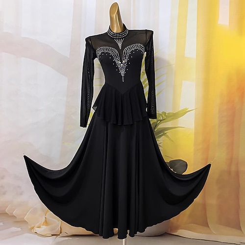 Gesellschaftstanzkleid für Damen, Wettkampf-Modern-Tanzkostüme, Big Swing-Walzer-Tanzkleid, lange Ärmel Image