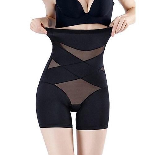 Damen Shapewear kurz Einfarbig Hochtailliert Einfach Elastischer Bund bequem weich komfortabel Dehnbar Yoga Schwarz Lila Beige Sommer Frühling Regulär Passform