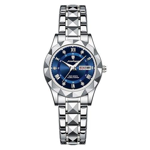 Damen Quarzuhr Armbanduhr Retro Vintage Armbanduhr LED-Hintergrundbeleuchtung Wasserdicht Edelstahlband Beobachten