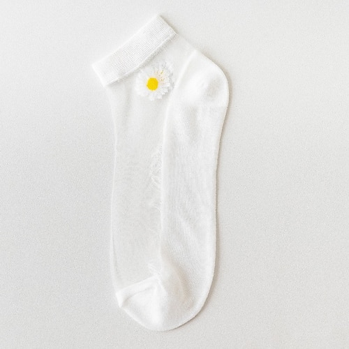 Frauen Gänseblümchen transparente Socken Damen Mädchen Spitze transparente Knöchelsocke dünne Netz Baumwollsocken transparent durchscheinende Tüll Niedrigschnittsocke