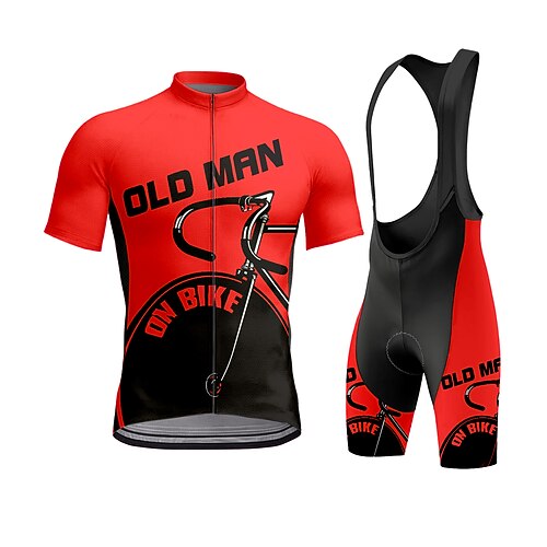 Herren Radtrikot mit Trägershorts Kurzarm Sommer Gelb Rote Königsblau Grafik Geometrisch Fahhrad Sonnenschutz UV-beständig 3D-Polster Schnelltrocknend Rückentasche Sport Bekleidung Image