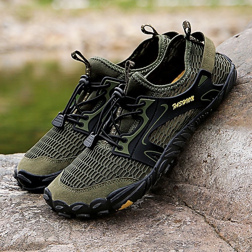 Herren Sneaker Upstream-Schuhe Canyoning Lässig Täglich PU Leder Netz Atmungsaktiv Bequem Rutschfest Schnürung Schwarz Braun Grün Sommer Frühling Image