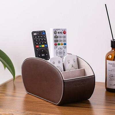 Fernbedienungs-Organizerbox aus PU-Leder, multifunktionaler Make-up- und Schreibtisch-Organizer, Aufbewahrungsbox für Zuhause mit Fächern für Wohnzimmer und Schlafzimmer Image