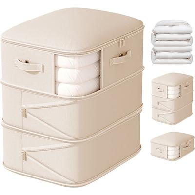Kompressions-Aufbewahrungsbeutel – 135 l große Aufbewahrungstasche für Bettdecken, 3-lagig, waschbar, extrem platzsparend, selbstkomprimierender Organizer für Decken, Pullover, Bettlaken, Beige Image