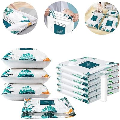 5er-Pack Vakuum-Aufbewahrungsbeutel für unterwegs mit Handpumpe, platzsparende Kompressionsbeutel für Kleidung, Bettwäsche, Steppdecken, Reise-Organizer, vakuumversiegelte Aufbewahrung für zu Hause und unterwegs Image
