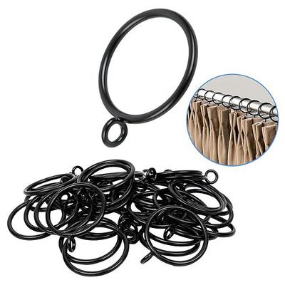 48er-Pack Gardinenringe mit Ösen, Metall-Gardinenringe für Faltenvorhänge, Gardinenringe passen auf Gardinenstangen mit einem Durchmesser von bis zu 3 cm, 3,8 cm Durchmesser, Silber Image