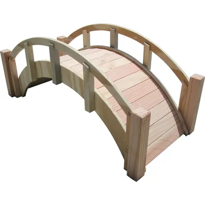 Miniature Japanese Wood Garden Bridge 25 Inches Unfinished
