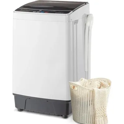 ROVSUN 17.6lbs Full Automatic Washing Machine, 2 in 1 Portable Laundry ClothesWasher with Drain