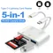 5-in-1 Card Reader Lightning /Type C to USB 3.0/SD/TF Card Adapter, Memory Card Reader for iPhone