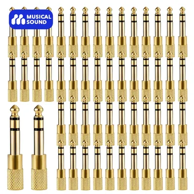 Musical Sound 4/10/24/100 Pieces 6.35mm/1/4'' Male to 3.5mm/1/8'' Plug Upgrade 6.35mm Jack Stereo