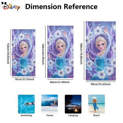 TEMU 1pc Frozen Queen & Decorative Beach Towel - Soft, Absorbent Microfiber, Vibrant Cartoon Design For ' & - Gift, Beach Image