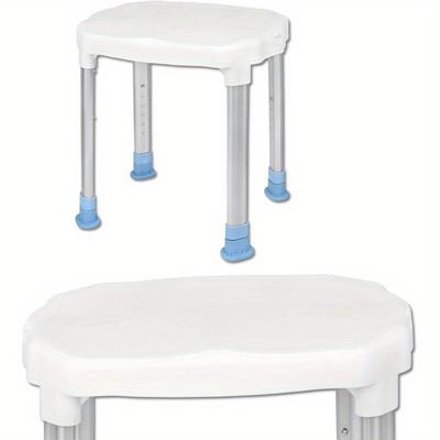 TEMU Shower Stool Bathroom Stool Made Of Aluminum And Plastic Adjustable Height 41-53. 5cm Shower Chair For Elderly Shower Seat Shower Aid With Non-slip Feet, Load-bearing 150kg Image