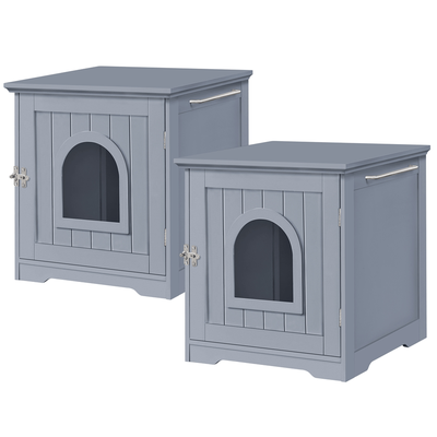TEMU Costoffs 2pcs Cat House Closed Cat Litter Box With Entrance & Towel Holder Cat Litter Cabinet Image