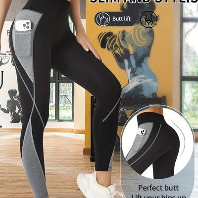 TEMU High-waisted Yoga Leggings With Butt Lifting Design, Slimming & Stylish Workout Pants, Breathable Polyester Blend For And Support, Yoga, Gym, And Image