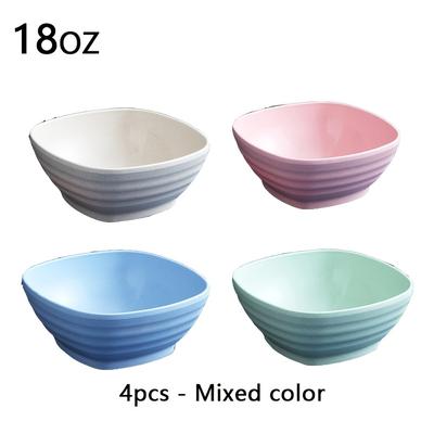 TEMU 4pcs, Square Plastic Cereal Bowl, Snack Bowl, Kitchen Reusable Bowl, Microwave And Dishwasher Safe, Used For Soup, Cereal, Ramen, Rv, Camping, College Dormitory Image