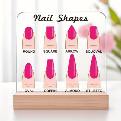 TEMU Msokay Acrylic Nail Shapes Display Board - Transparent Nail Decor With & Square Shapes, Non-electric Nail For Manicurists, Press-on Nails Design Tools, Nail Accessories Image