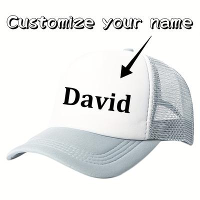 TEMU 1pc Customizable Men's Baseball Cap - Personalized Text Print, , Breathable Mesh Back, Black & , Sports, Outdoor Activities & Casual Wear Image