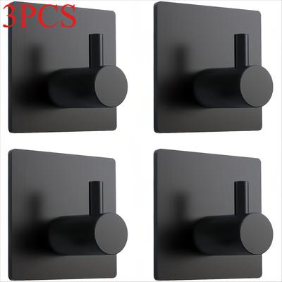 TEMU Set Of 3 Modern Hooks, Painted Finish, Heavy Duty, Waterproof, Self Adhesive, Wall Mount, For Bathroom, Kitchen, Shower Wall Image