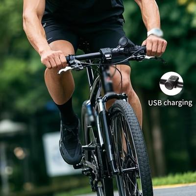 TEMU 1pc Modern Usb Rechargeable Bike Horn With 4 – Loud Cycling Alarm, 12v/220v Compatible, , Road And Mountain Bikes, Handlebar Accessory, Cycle Accessories Image