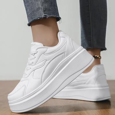 TEMU 's , Platform Shoes, Plus Size Athletic Footwear, Low Top, Pu, Eva , , -up, Image
