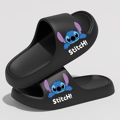 TEMU Stitch Eva Flip-flops - Black Casual Sandals With Soft Insole & Durable Sole, Hand Washable, Beach, Home, And Couple Use, Everyday Footwear | Design | Soft Insole Sandals Image