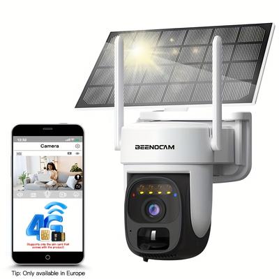 TEMU 4g Camera With Solar Panel - Hd Night , Ptz Monitoring, Audio, Motion Detection, 1296p Resolution,, Ideal For Outdoor Surveillance And Ai Detection, Solar Outdoor Security Camera Image