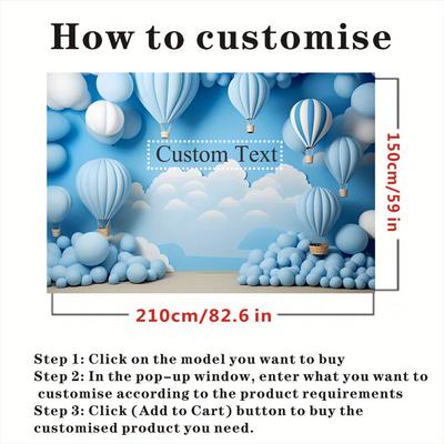 TEMU 1pc Custom Text Background Banner, Blue On , Personalized For Birthday Parties Wedding Anniversary Outdoor Celebrations Portrait Photography Prop Vinyl Material Image