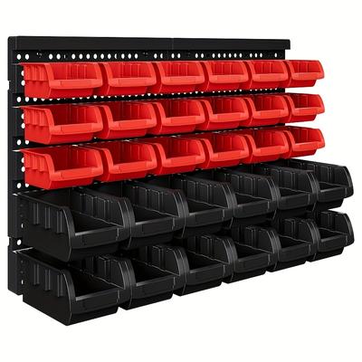 TEMU 30pcs Wall-mounted Storage Organizer Set, Garage Storage, Used For Screws, Nuts, Bolts, And Nails, Removable Tools, Hardware, Crafts And Office Supplies Boxes, Wall-mounted Storage Rack Image