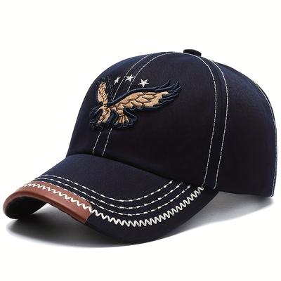 TEMU 1pc Men's Fashion Eagle Embroidery Baseball Cap - Adjustable Size, Street Casual Sun Protection Daddy Hat, Unisex, Easy To , Suitable For Outdoor Sports, Golf, Gifts Image