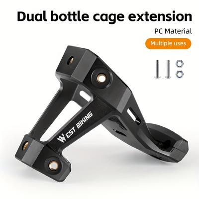 TEMU West Biking Dual Water Bottle Holder Adapter For Mountain & Road Bikes - Durable Pc Material, Black, 1pc, Secure Extension Bracket With Textured Grip Surface, Bike Accessories Image