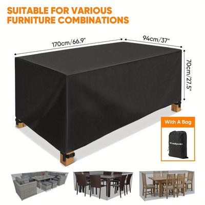 TEMU Neverland 210d Garden Furniture Cover With 210d Oxford Fabric, Windproof Straps, And Ventilation Cover For Garden Table, Seating Group, And Patio Furniture Image