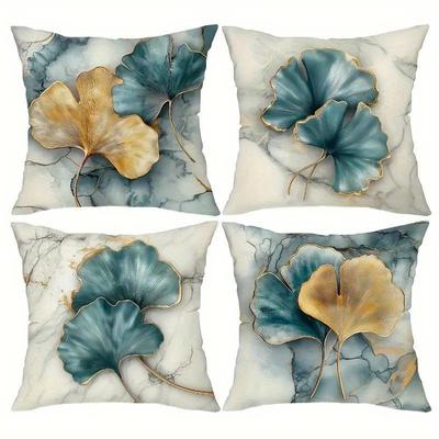 TEMU 4pcs Outdoor Pillow Inserts, 18x18inch Outdoor Pillow Insert, Fabric Suitable For Christmas Decoration, Patio Pillow Shape, White, Office Chair Cushion, Outdoor Mat, Let Get Full Stretch Image