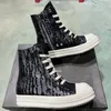 Ricks Design Schwarz Leder High Top Schuh Owens Qualität Männer Schuhe Frauen Casual Ankle Boot