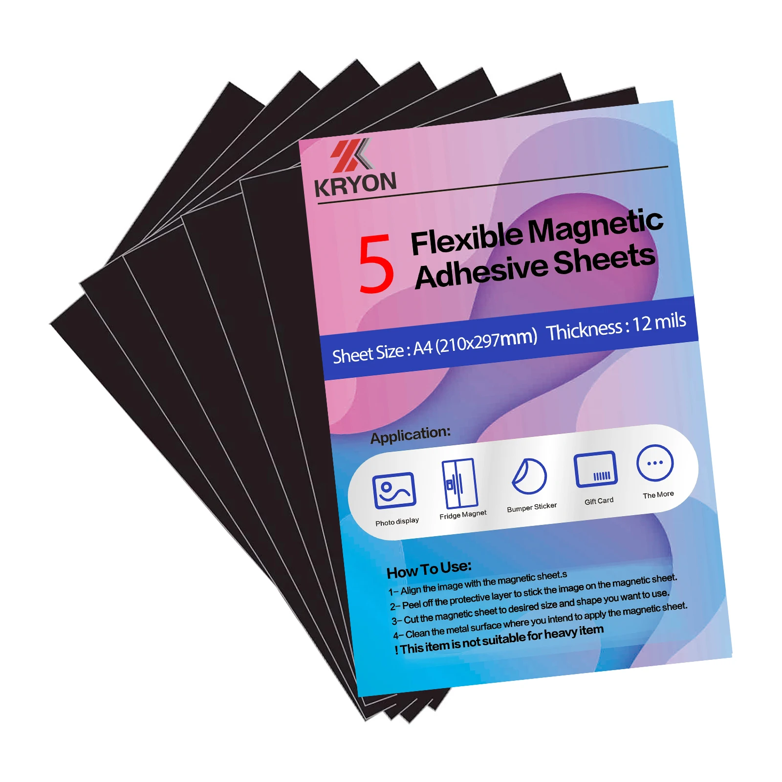 A4 5 Stück 12 Mil 210 x 297 mm selbstklebende Magnetfolie, selbstklebende Magnetfolien, selbstklebende Rückseite, flexible Magnetfolie Image