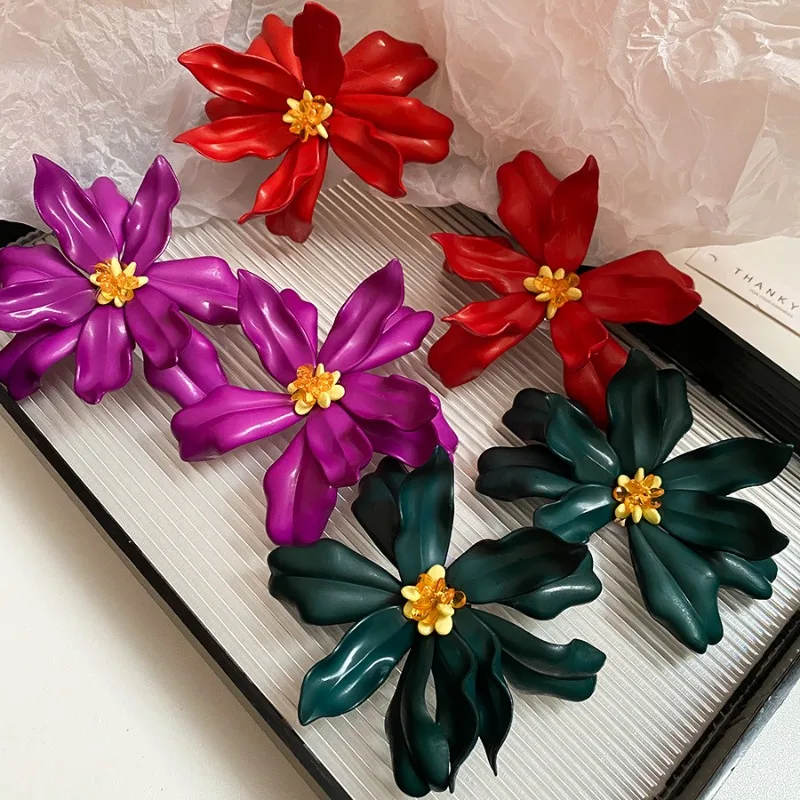Acryl Welle Fließende Kristall Blume Tropfen Ohrringe für Frauen Einzigartiges Design Ohrring Persönlichkeit Trendy Meer Urlaub Schmuck Image