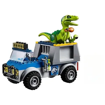 Kompatibel mit Dinosaur World Series Velociraptor Rescue Truck Baustein Park Kinder Montage Image