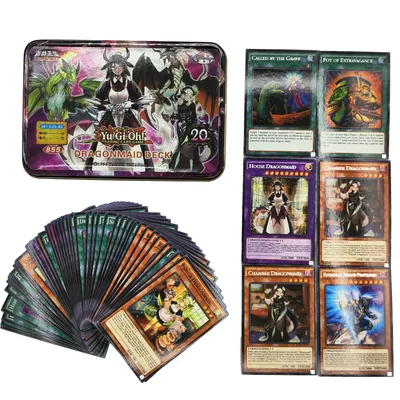 Yu Gi Oh Cards DRAG ONMAID DECK Card Deck Englisch TCG Holographic Golden White Dragon Duel Game Image