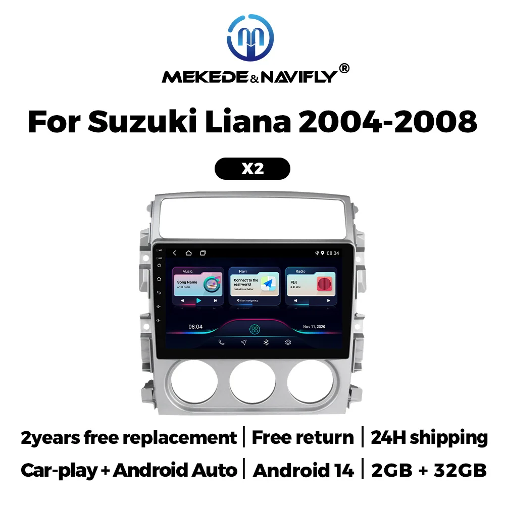 MEKEDE Autoradio für Suzuki Liana 2004–2008, Autoradio, Multimedia-Video-Player, GPS-Navigation, 9 Zoll, Android 14 Stereo Image
