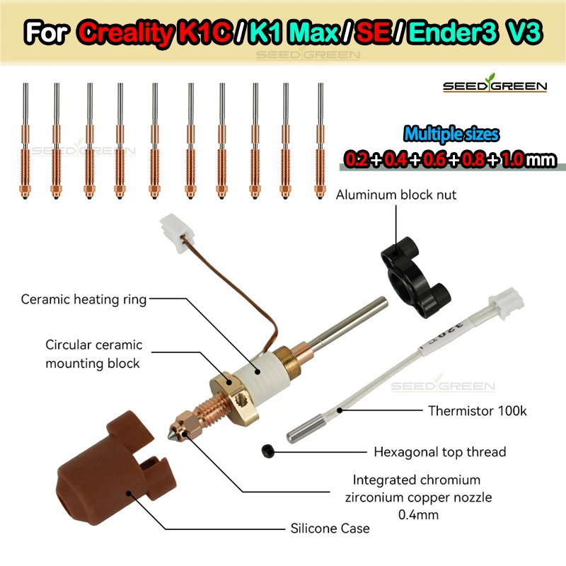 k1 Max Hotend Kit Für Creality K1C/Hitze Bruchfestigkeit Hotend Keramik Heizblock Kit 3D Drucker Teile Quick-Swap Düse Image