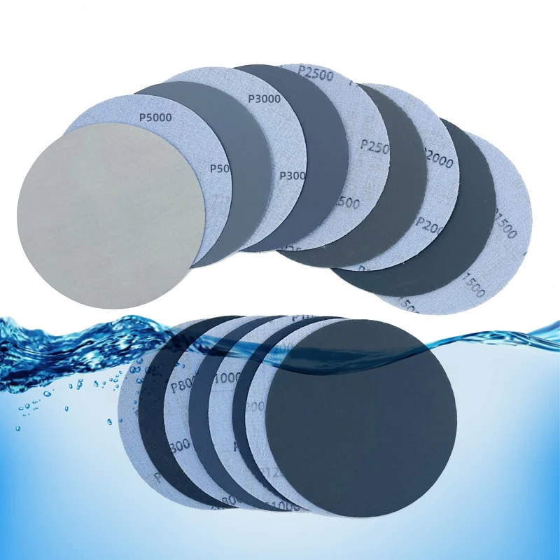 5 Zoll 125 mm 20 Stück Schleifpapier Hochleistungs-wasserdichte Hakenschlaufen-Schleifscheiben Heavy Duty Siliziumkarbid-Schleifscheibe Image