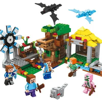 Village Tree Houses Windmills Toys Classic building for children's Image