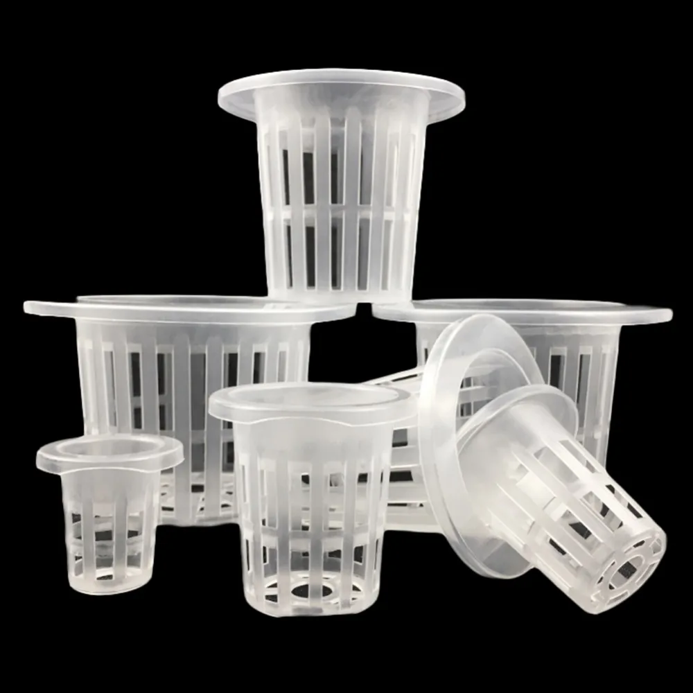 50 Stück neue weiße Hydro ponik Korb Garten Gemüse soilless wachsenden Netz Topf Multi-Size-Aeroponik Kunststoff Pflanz gitter Töpfe Kappe Image