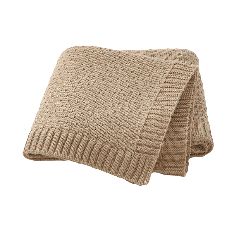 Infant Baby Kinderwagen Swaddle Wrap Decken Reine Farbe Stricken Neugeborenen Jungen Mädchen Kindergarten Reise Krippe Kuscheln 90*70 cm werfen Matten Image