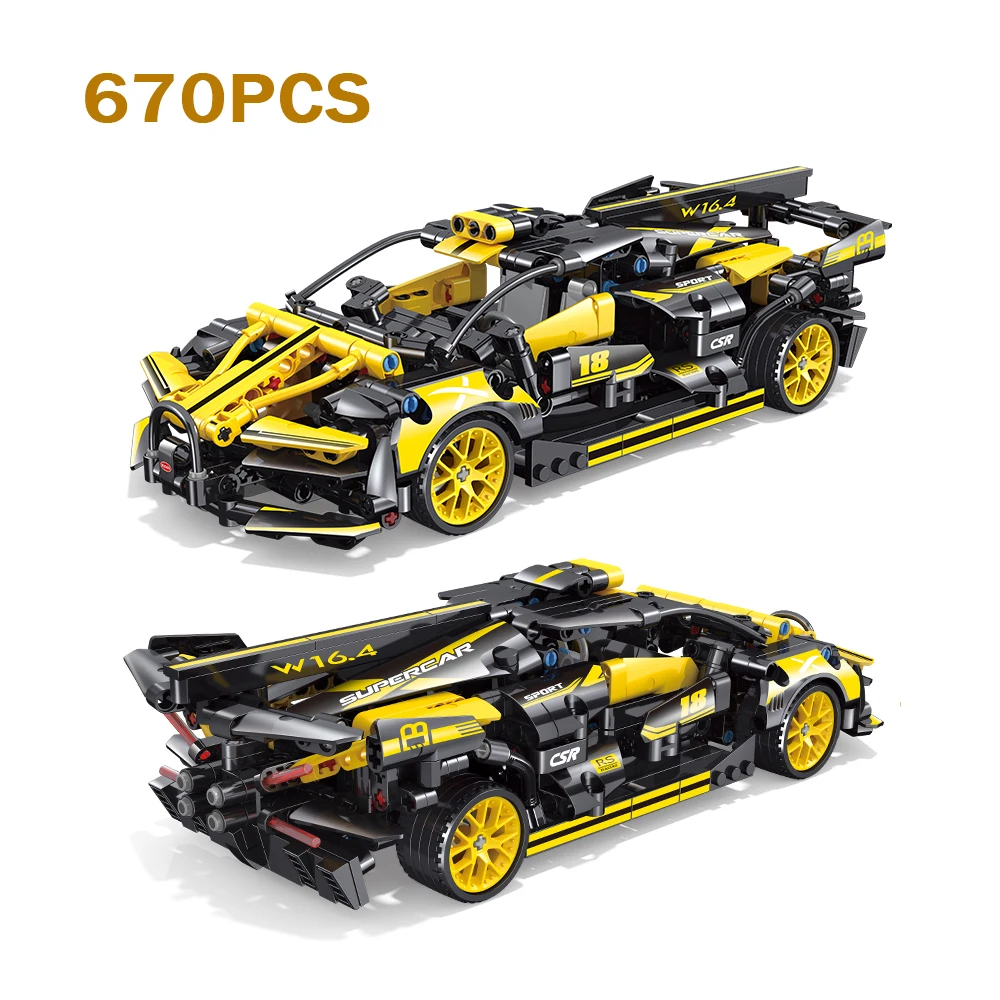 670 stücke MOC Technische CSR Sport Auto Modell Zurückziehen Bausteine Set Übergeschwindigkeit Auto Spielzeug für Erwachsene Weihnachten Geburtstag geschenke Image
