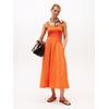 A-Linien-Kleid TOMMY HILFIGER "5X2 RIB MIDI MIX F&F DRS", Damen, Gr. S (36), N-Gr, brilliant orange, Web, Obermaterial: 97% Baumwolle, 3% Elasthan, unifarben, casual, regular fit, eckiger Ausschnitt, ohne Ärmel, Kleider