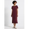 Midikleid STREET ONE, Damen, Gr. 34, EURO-Größen, rot (schwarz cherry rot), Stoff, 75% Viskose, 20% Polyester, 5% Elasthan, unifarben, casual, normal wadenlang, Rundhals, Kurzarm Umschlagbund, Kleider, mit Rundhalsausschnitt