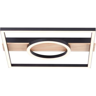 BRELIGHT LED Deckenleuchte "Maureen", schwarz (schwarz, holz), H: 5cm,, Lampen, mit Holzakzent, 40 x 42 cm, 2700 lm, 3000 K warmweiß, Holz/Metall Image