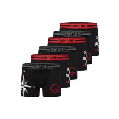 Boxershorts CAMP DAVID "Boxershorts 6er Pack", Herren, Gr. XL, schwarz (schwarz schwarz), 95% Baumwolle 5% Elasthan, Unterhosen Image