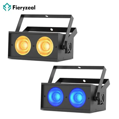 Fieryzeal 2PCS Mini 100W RGBW COB LED Dyeing Par Light DMX Stage Light Sound-activated Effect for