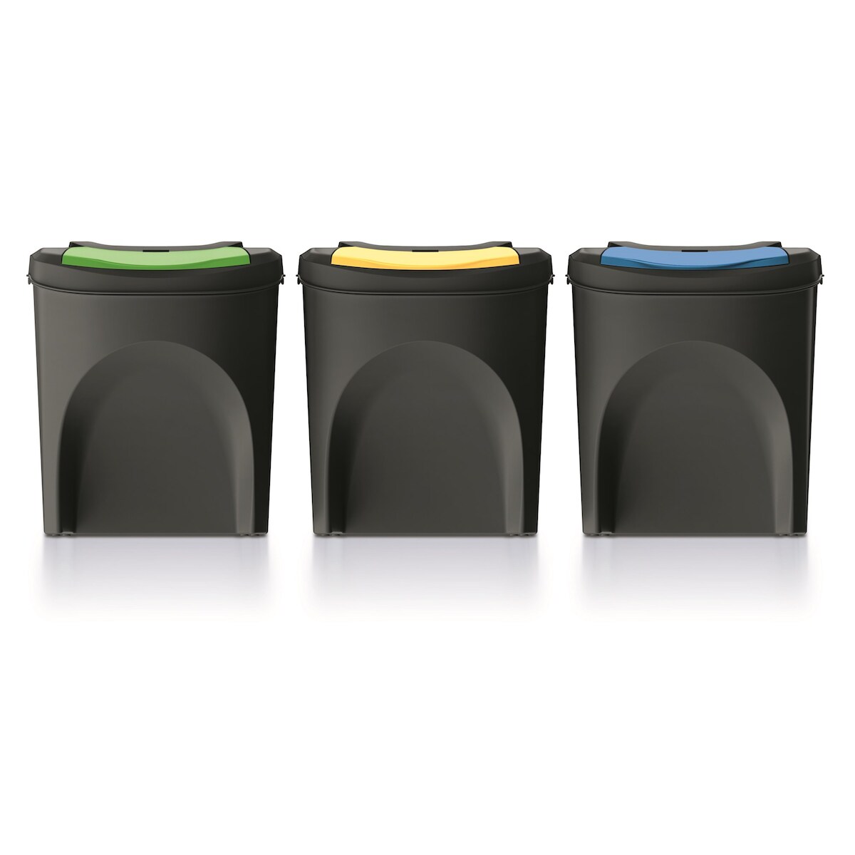 Set mit 3 KEDEN SORTIBOX Mülleimern, 100 % recycelter Kunststoff, schwarz, 75 l Image